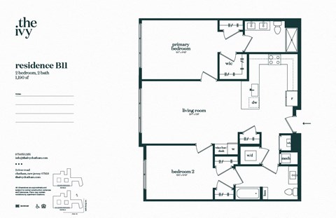 Floor plan for 2 beds, 2 baths, 1190 sqft